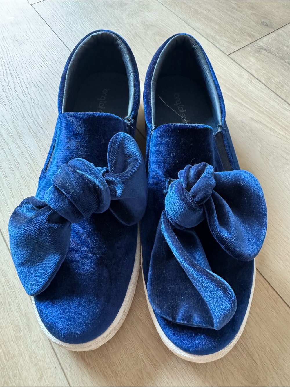 long tall sally Navy Velvet Knot-Accent Slip-On Sneakers